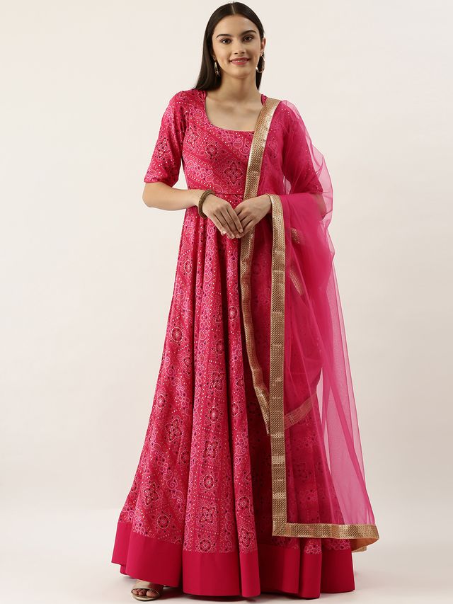Bollywood Vogue Ready To Wear Pink Floor Length Anarkali Suit