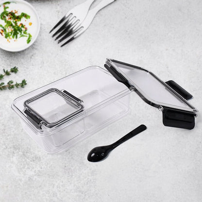 Plastic Kitchen Storage Container Big 800 Ml  Small 250 Ml With Air Seal Lock Lid  Spoon