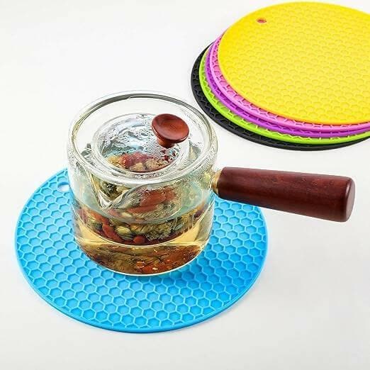 P-plus international silicone trivets mat for dish hot pads (pack of 4) - HalfPe