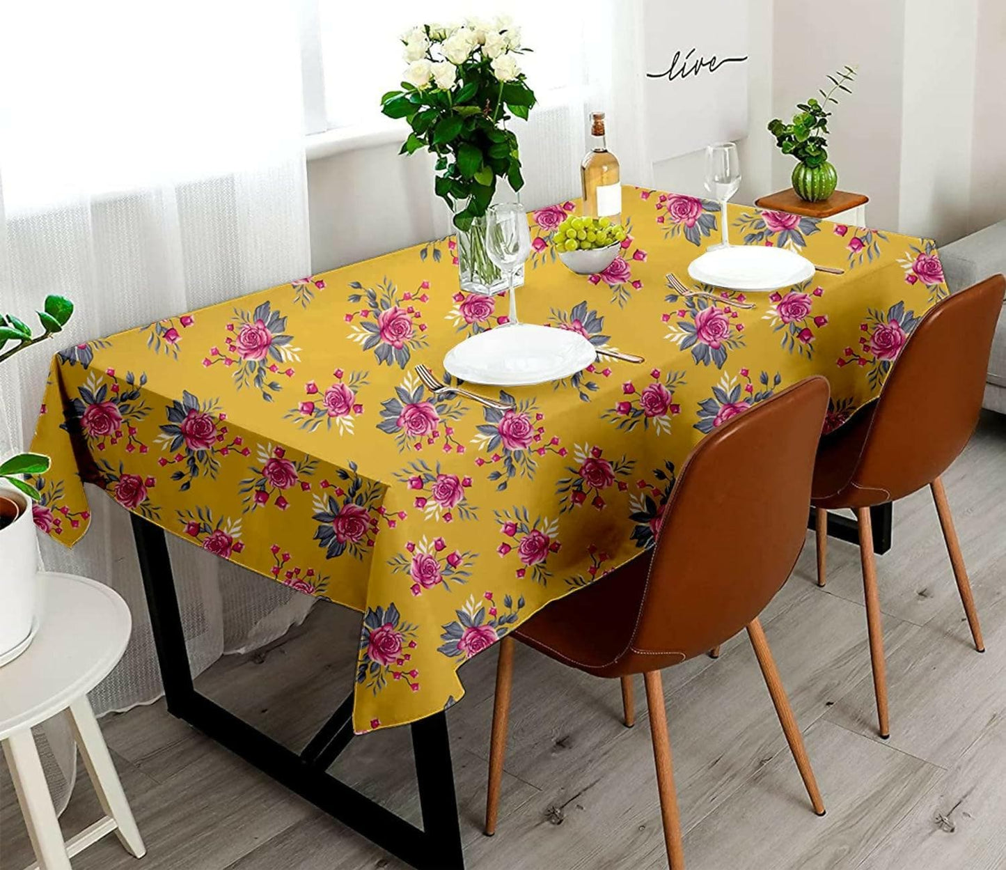 Lushomes Round Table Cover, Table Cloth for 4 to 6 Seater Dining Table, 4.75 x 5.90 FT Rectangle, Machine Wash (57x71 Inch) - HalfPe