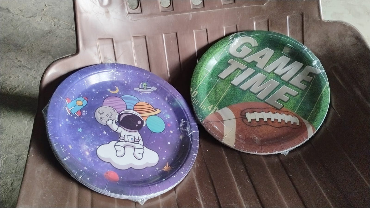 Round Plates Disposable Paper Plates  Happy Birthday Gift (10 Pcs Set  Mix Design) HP DD