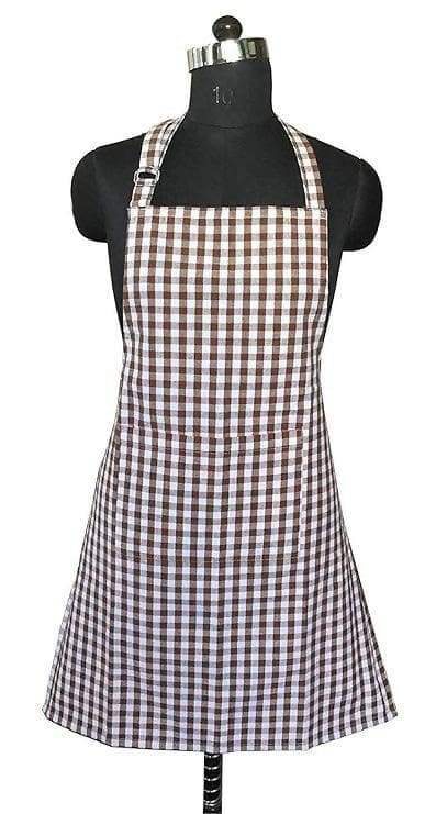 Lushomes Cotton Checks Kitchen Chef Apron with Pocket and Adjustable Buckle Size: 64X81 cm (Multicolour) - HalfPe