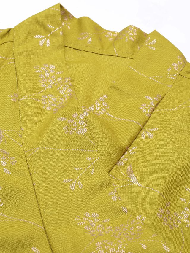 Bollywood Vogue Ready To Wear Olive Green Rayon Foil Print Kurta Set