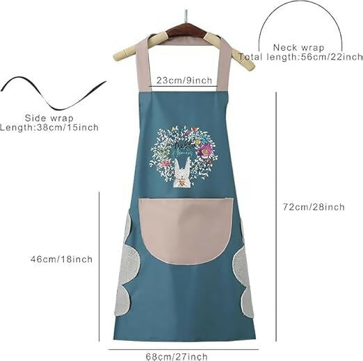 Waterproof Kitchen Apron for Women with Hand-Wiping Towel & Front Pocket Comfortable Wear-Resistant Chef Apron for Cooking (Assorted, Pack of 1)