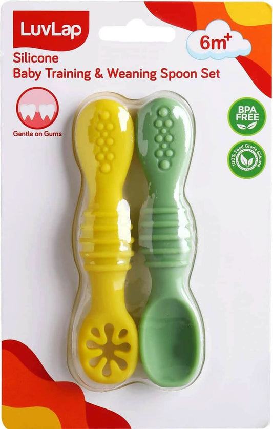 Luvlap baby - led weaning silicone spoons 6 m+ gum friendly - set of 2