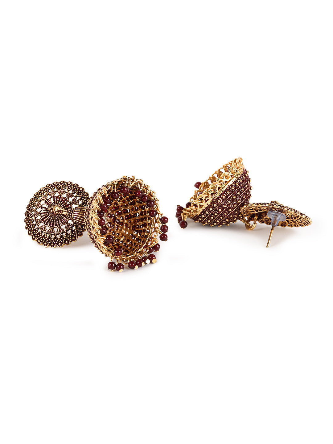Jazz And Sizzle Designer Gold Plated Peacock Shape Enamelled Traditional Everyday Jhumka Earrings