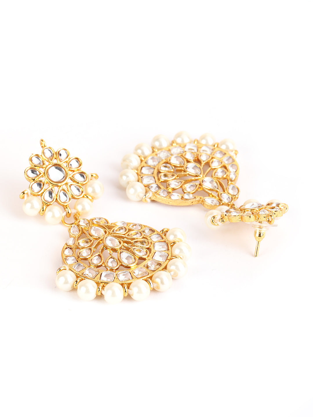 Gold-Toned Kundan & Pearl Jewellery Set