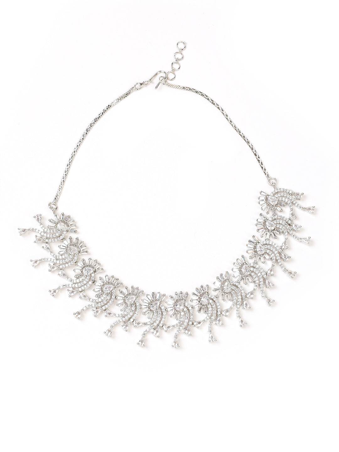 Silver-Plated Ad-Studded Handcrafted Jewellery Set