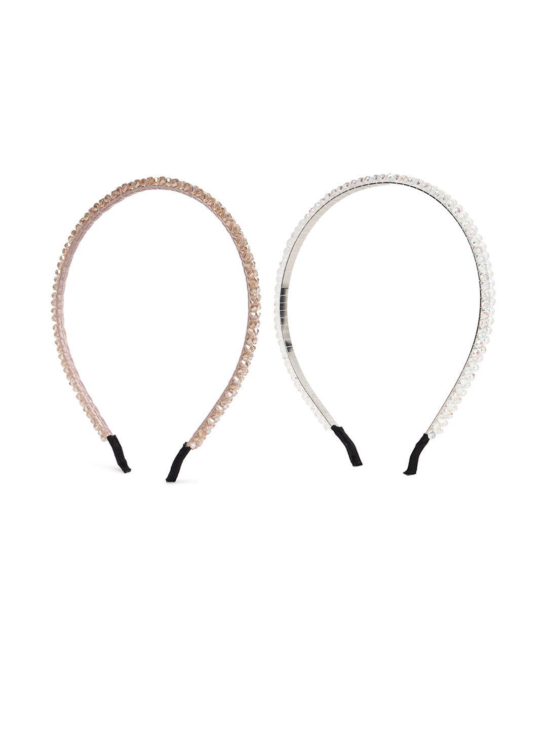 White & Gold-Toned Crystal Beaded Hairband