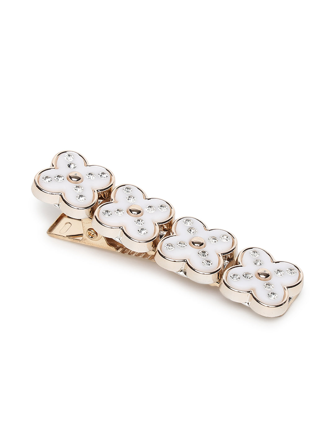 White & Black Sets Of 2 Embellished Alligator Hair Clip