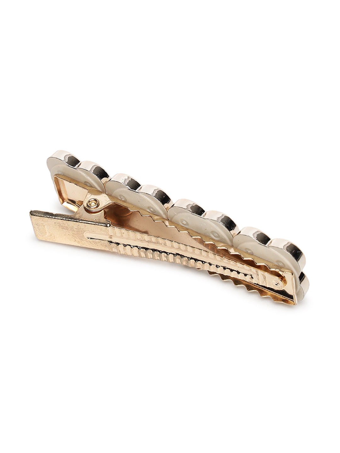 White & Black Sets Of 2 Embellished Alligator Hair Clip