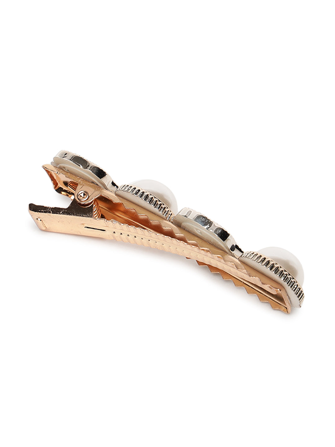 White & Black Sets Of 2 Embellished Alligator Hair Clip