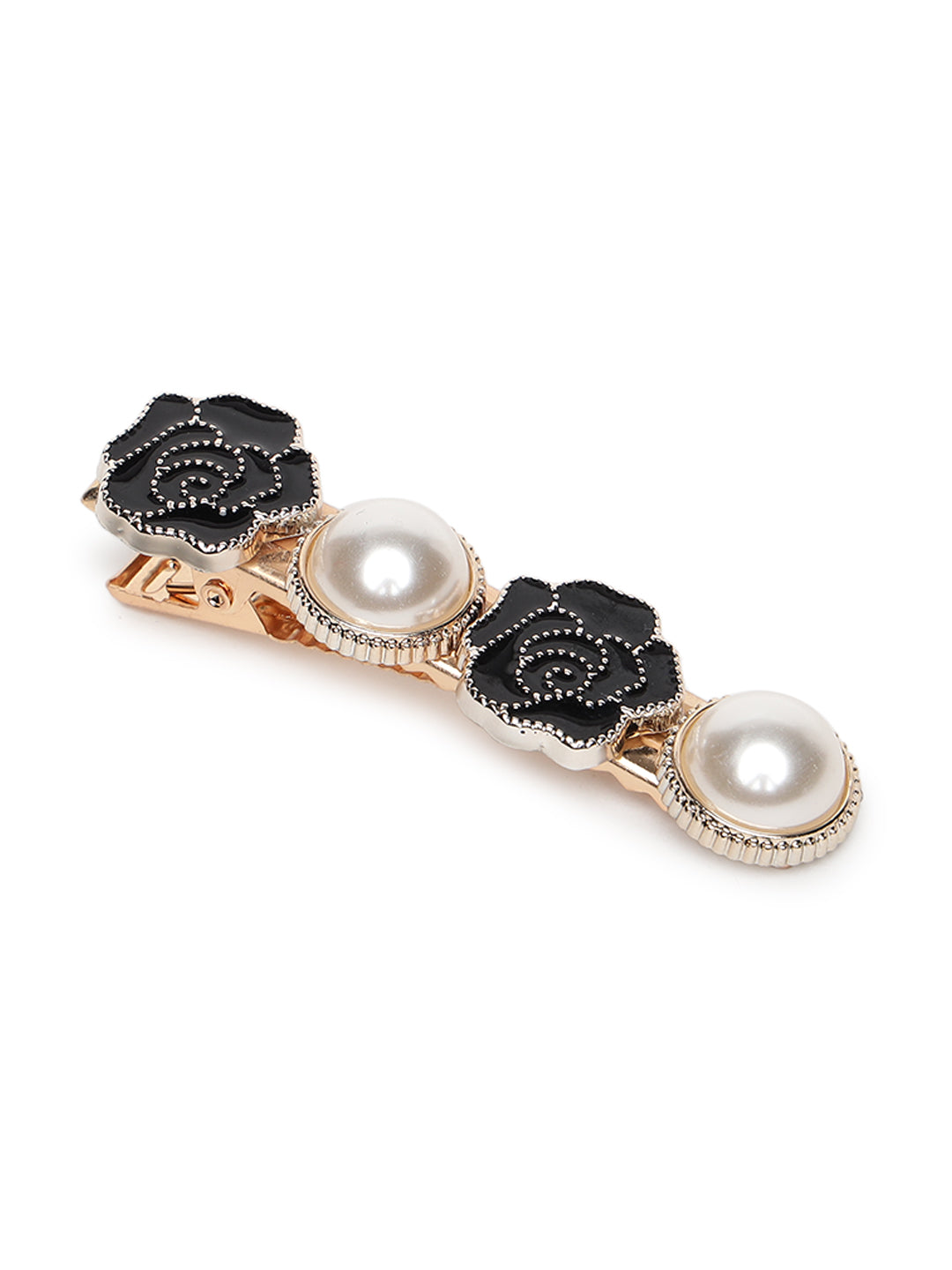 White & Black Sets Of 2 Embellished Alligator Hair Clip