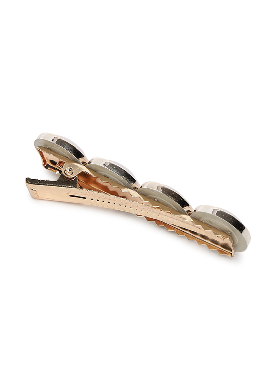 White & Black Set Of 2 Embellished Alligator Hair Clip