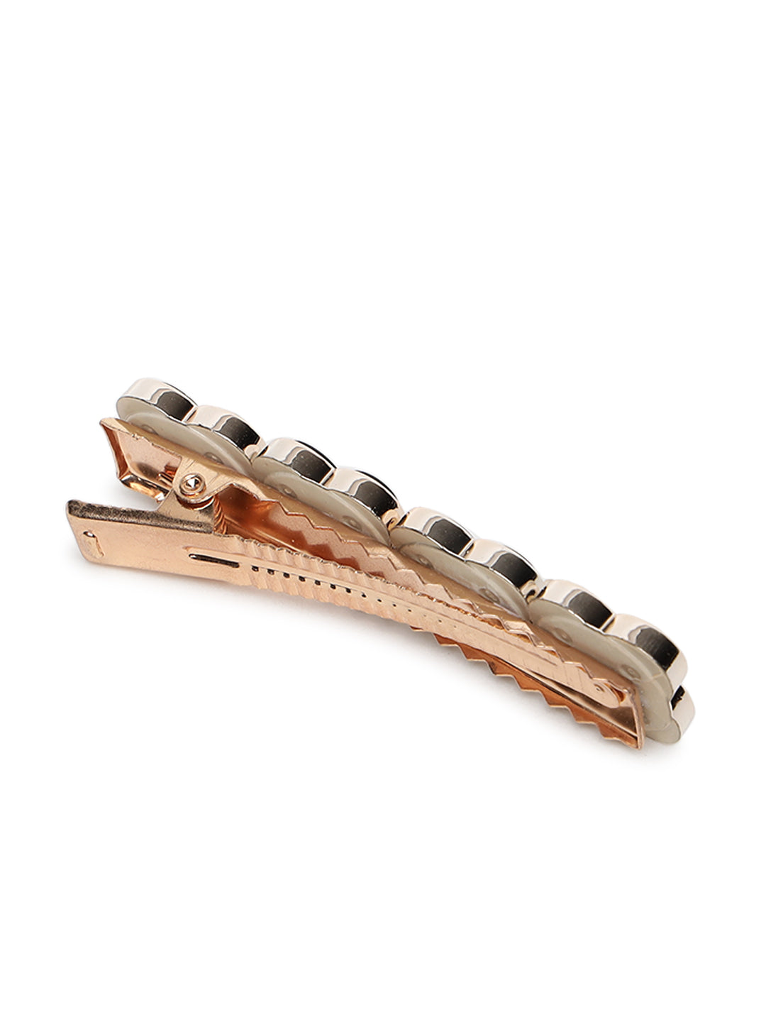 White & Black Set Of 2 Embellished Alligator Hair Clip