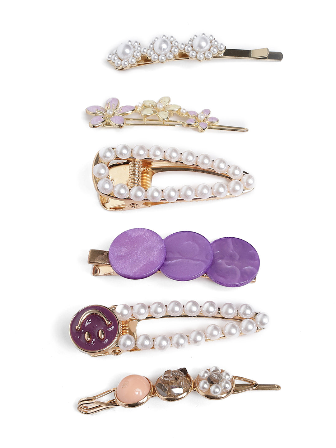 Multi-Color Gold Plated Set Of 6 Alligator Hair Clip