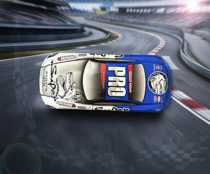 Qips Printed Double Layered Car Design Pencil Case | High-Speed Sports Car Style Stationery Pouch for Kids (Blue)