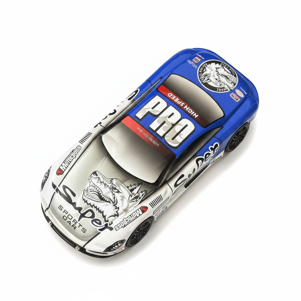 Qips Printed Double Layered Car Design Pencil Case | High-Speed Sports Car Style Stationery Pouch for Kids (Blue) HalfPe - FW -TPT