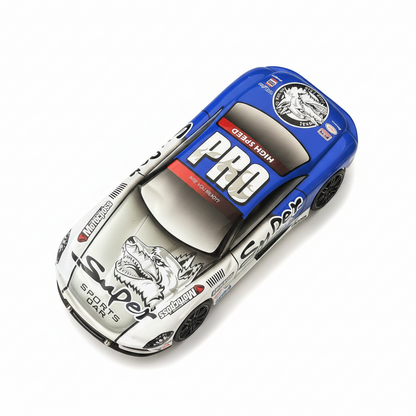 Qips Printed Double Layered Car Design Pencil Case | High-Speed Sports Car Style Stationery Pouch for Kids (Blue) HalfPe - FW -TPT