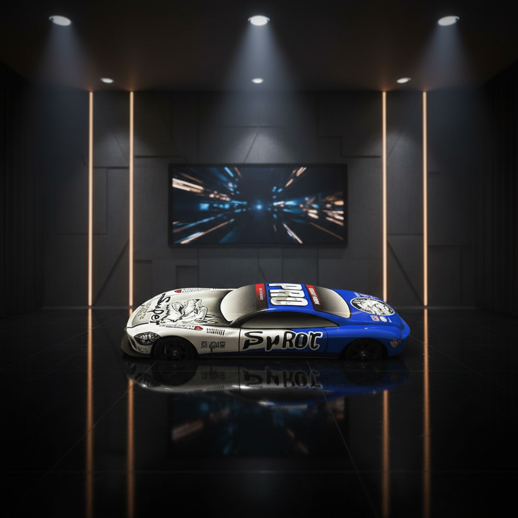 Qips Printed Double Layered Car Design Pencil Case | High-Speed Sports Car Style Stationery Pouch for Kids (Blue) HalfPe - FW -TPT