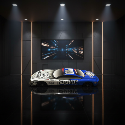 Qips Printed Double Layered Car Design Pencil Case | High-Speed Sports Car Style Stationery Pouch for Kids (Blue) HalfPe - FW -TPT