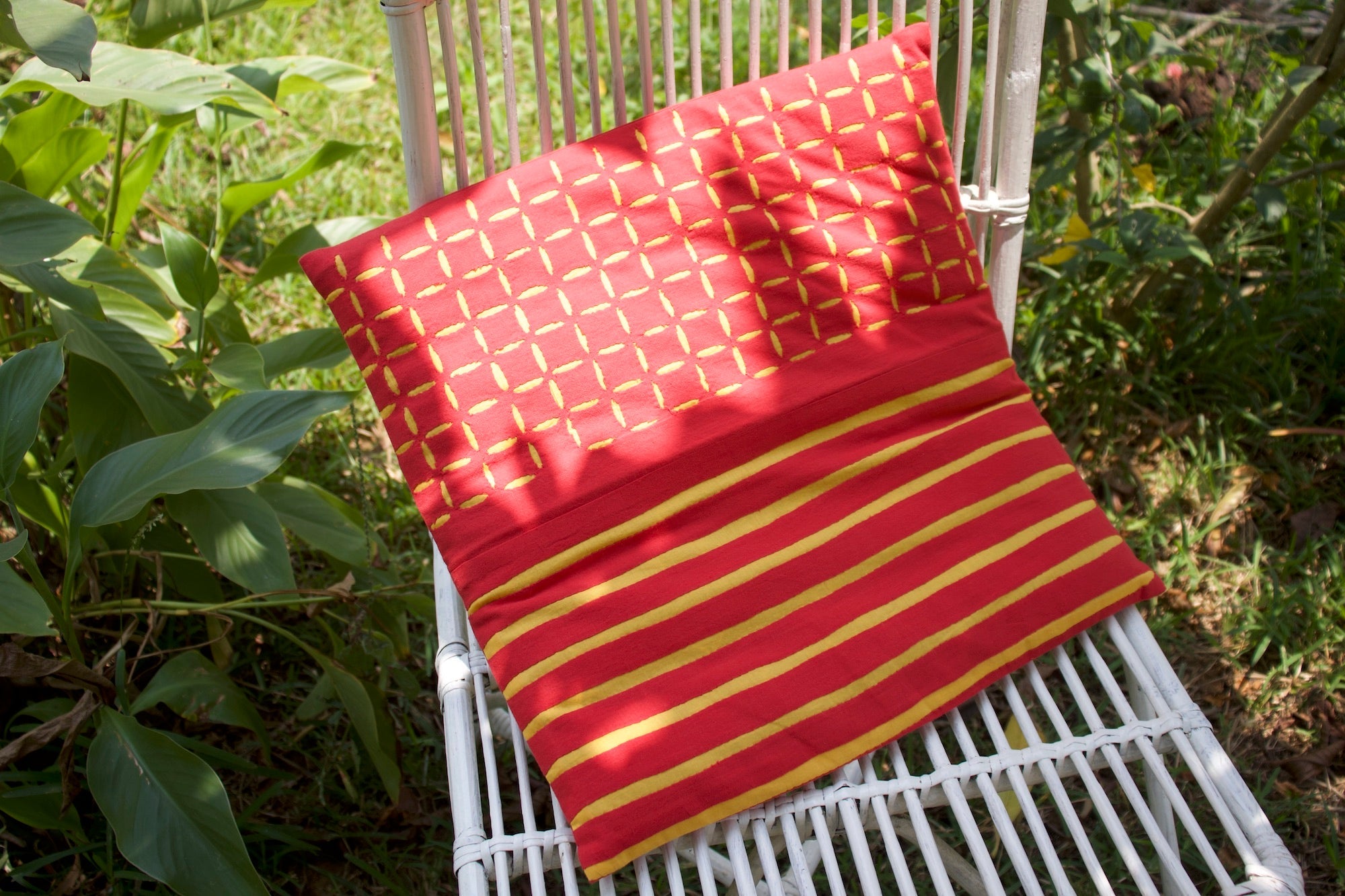Olive Green Stripe Hand Woven Cushion Cover