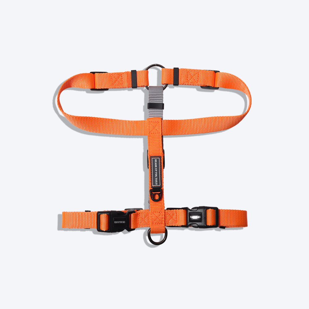 HUFT Essentials Nylon Dog H-Harness - Orange - Heads Up For Tails
