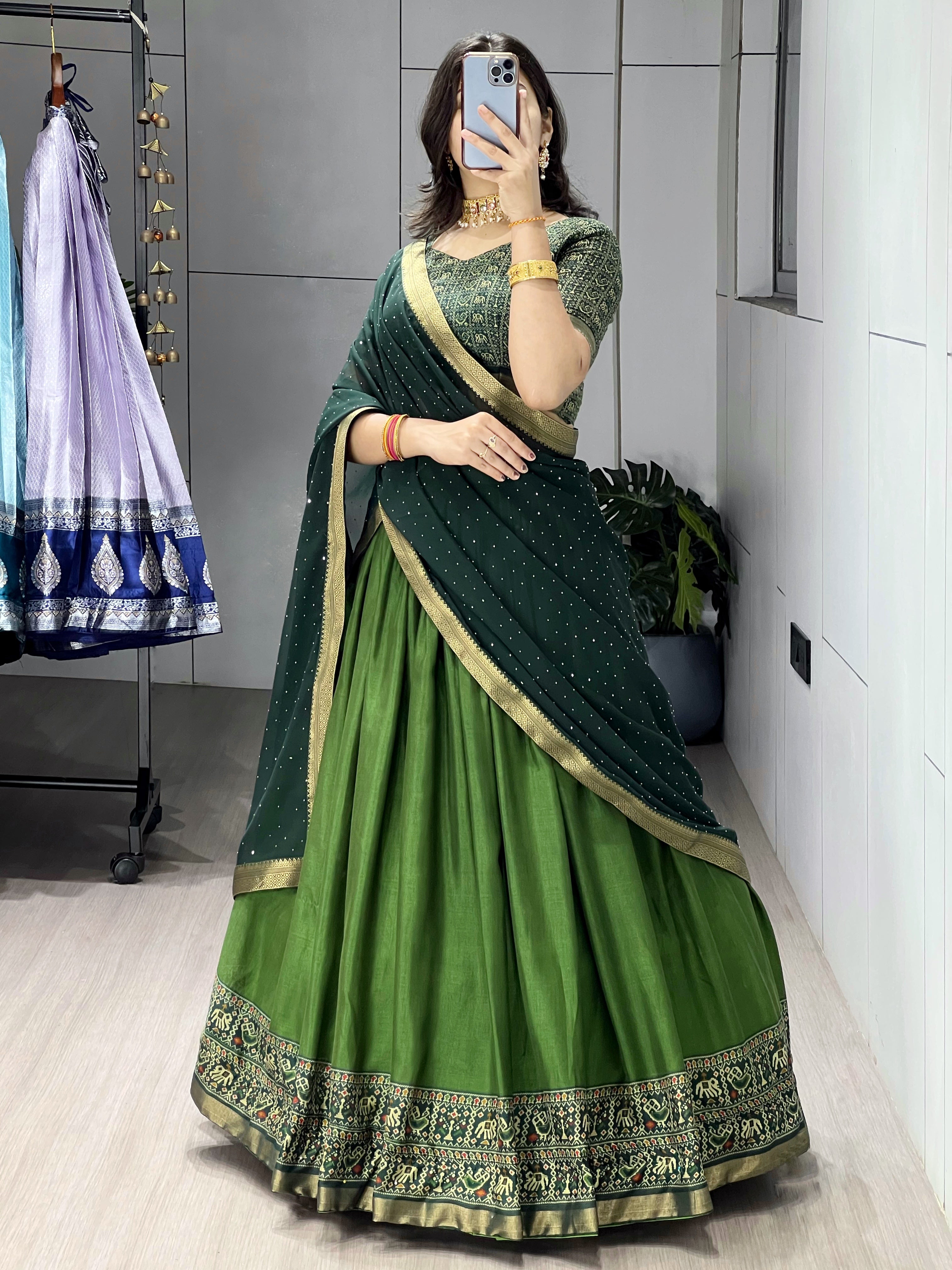 Traditional Patola-Cotton Silk Lehenga