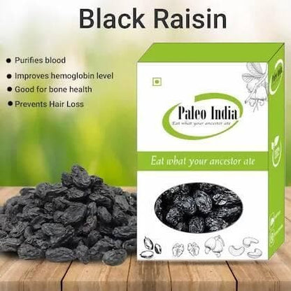 Paleo India Black Raisins / Kali Kishmis / Seedless Black Raisin Dry Fruits (400gm) - HalfPe