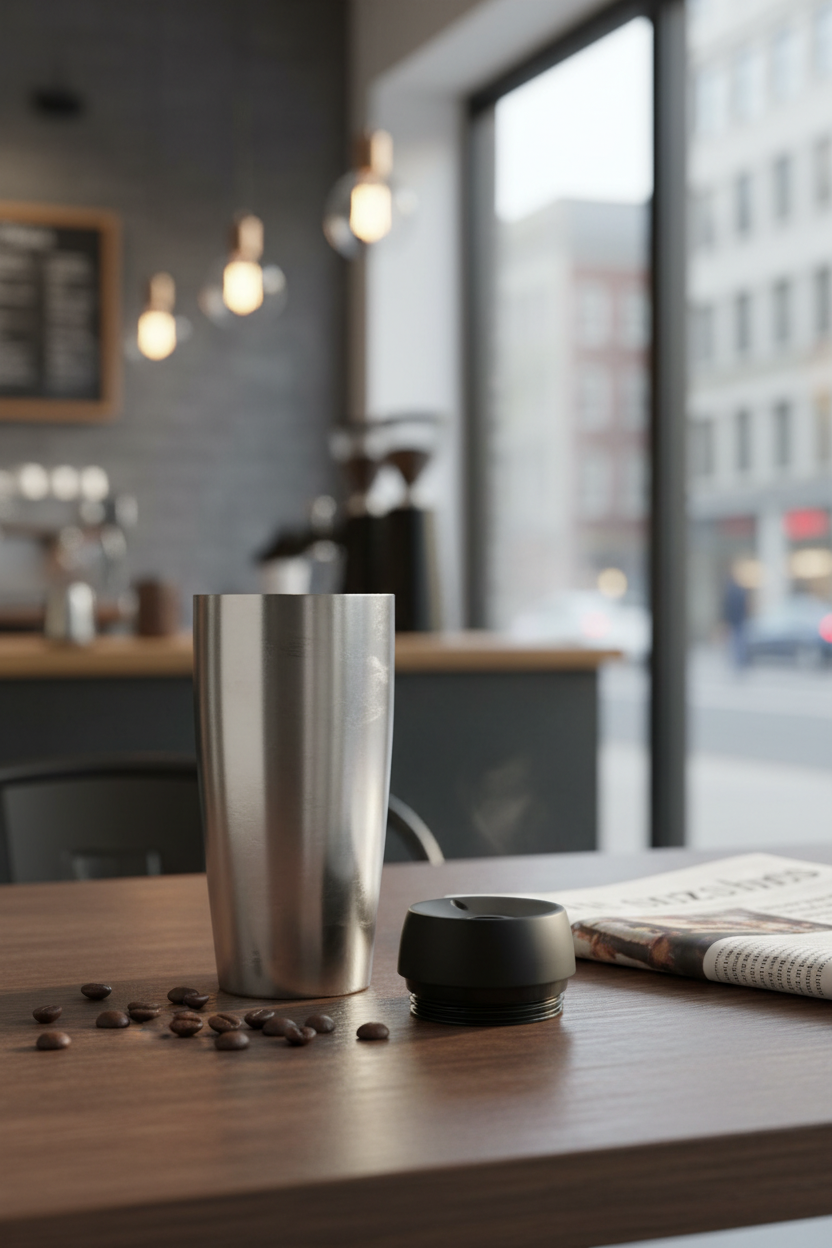 850ml Stainless Steel Coffee Mug – Insulated, Leak-Proof Travel Cup HalfPe - DDW