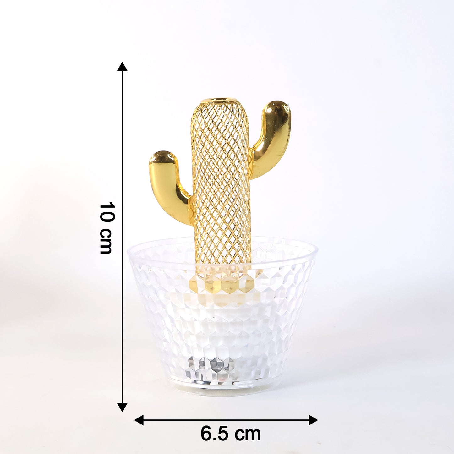 Cactus Design LED Flameless Decorative Candles with Crystal Effect Cup Holder – Battery Operated Warm White Glow Lights for Home(6 Pc)