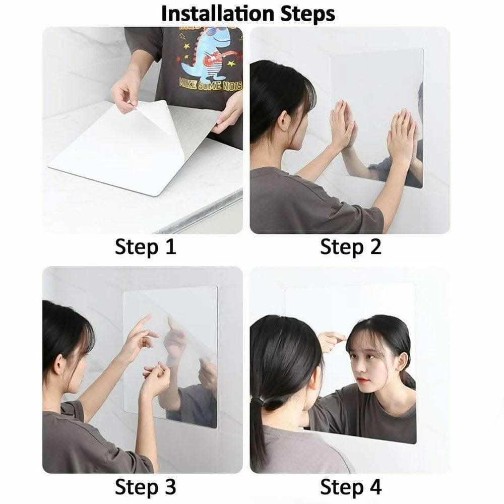 Oval Shape Adhesive Mirror Sticker for Wall (Ovel-B1) - HalfPe