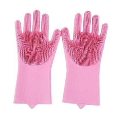 OXSAM Silicone Hand Gloves For Dish Washing Bathroom Cleaning And Kitchen (Pack of 1 (Pink) - HalfPe