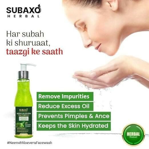 SUBAXO Herbs Neem & Aloevera Face Wash Anti Pollution Herbal Face Wash Neem Face Wash For Women & Men-200ml - HalfPe