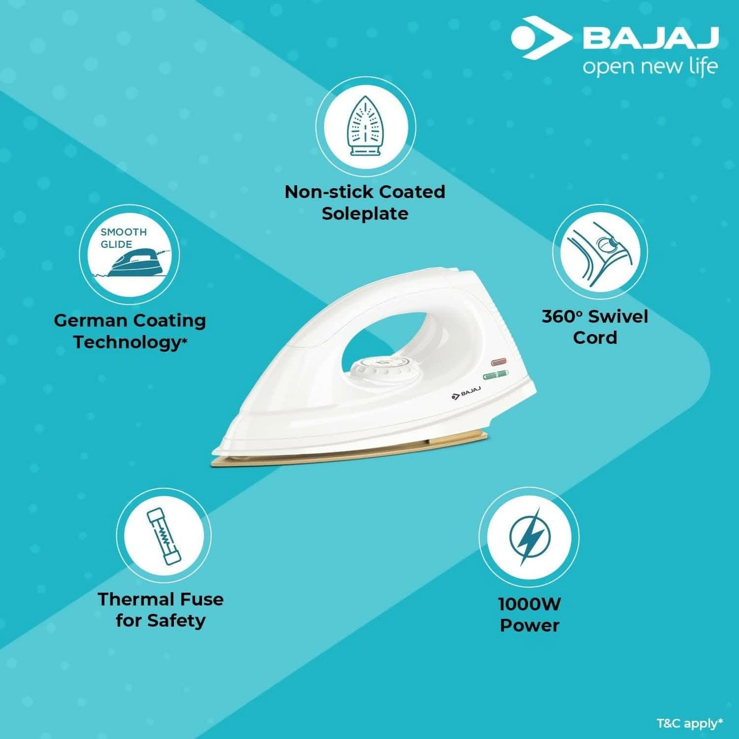 Bajaj Dx-7 Neo 1000W Dry Iron Box (White) - HalfPe