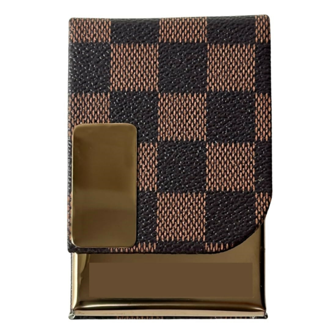 Brown Check Steel Card Holder