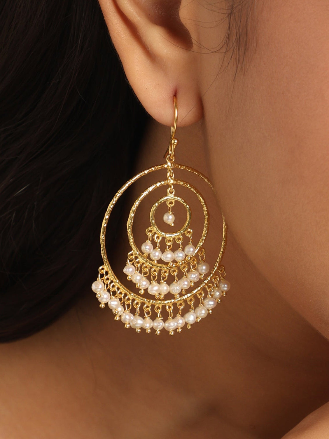 18K Gold-Plated Chandbali Pearl Earrings