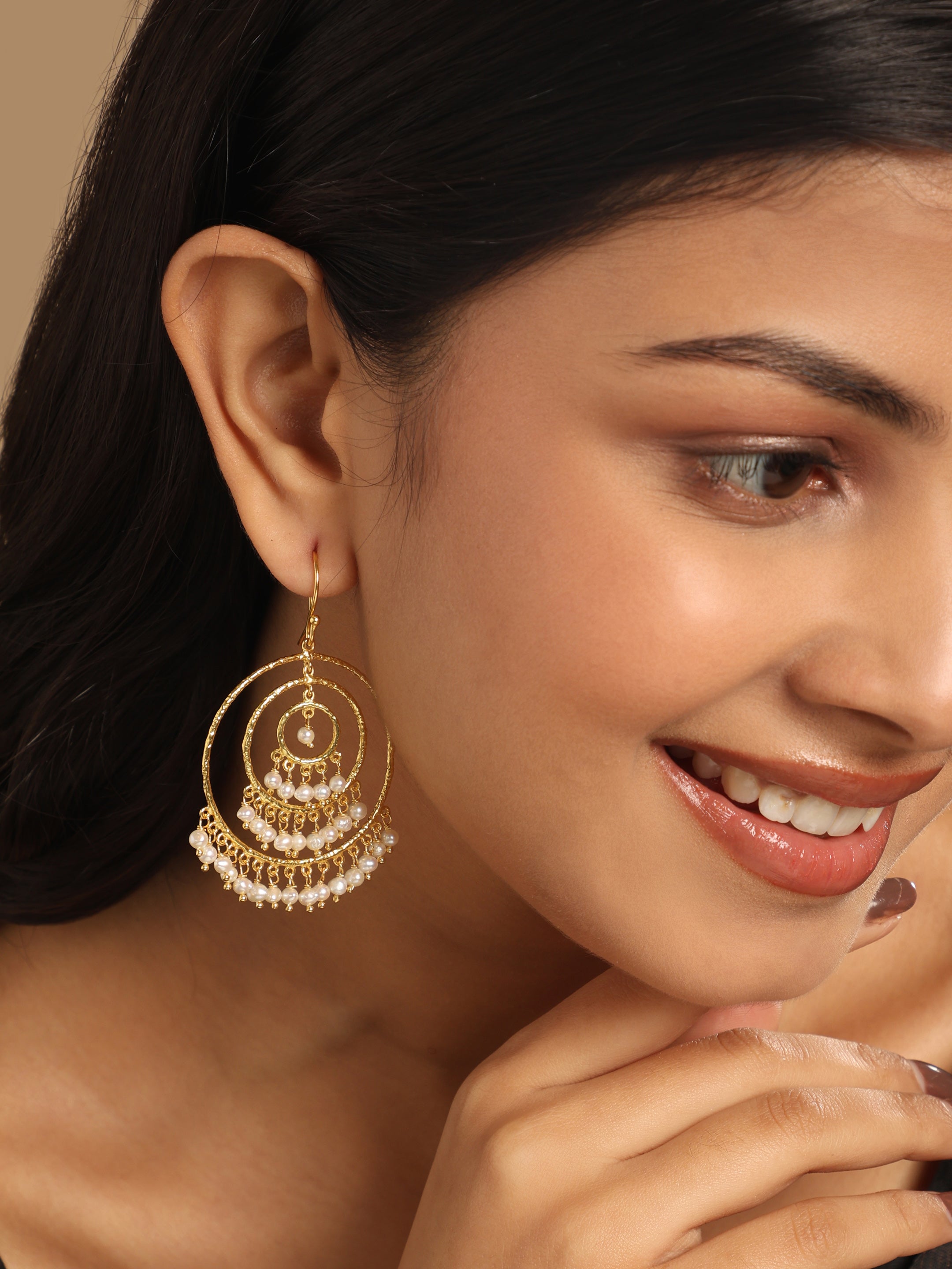 18K Gold-Plated Chandbali Pearl Earrings