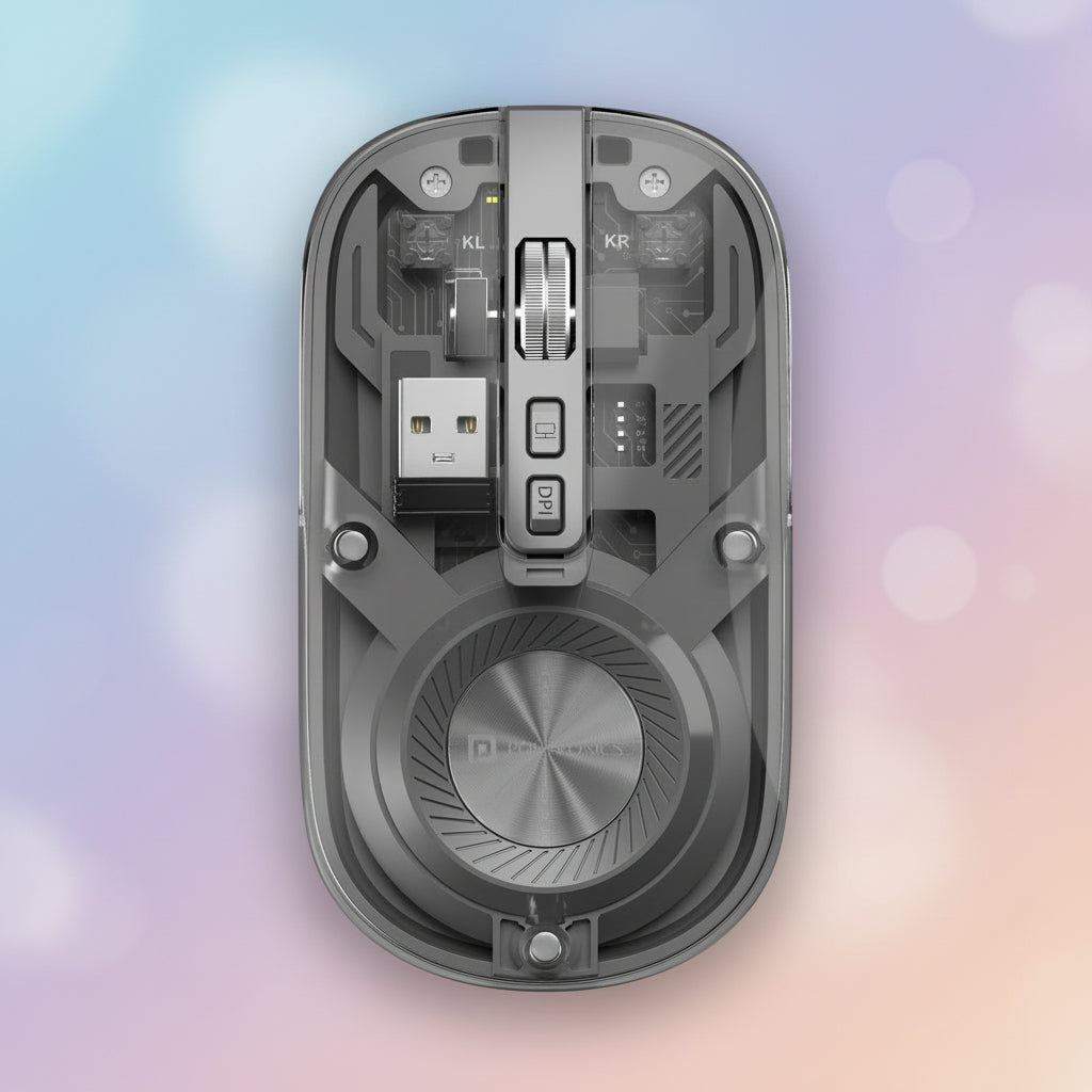 Portronics Toad 8 Dual Wireless Transparent Mouse (GREY)