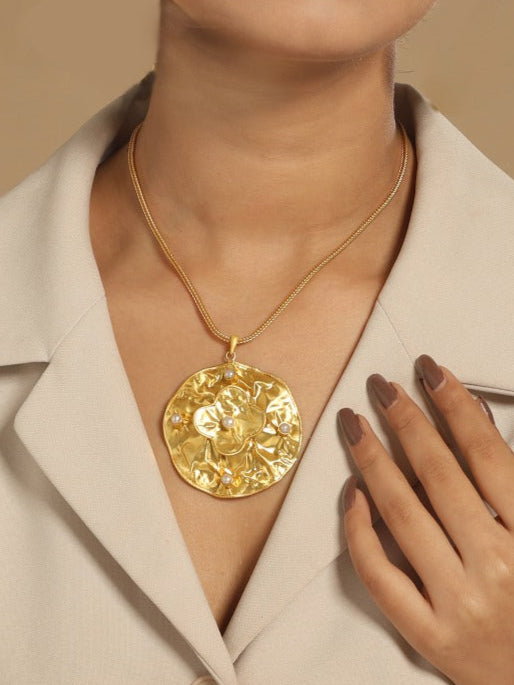 18K Gold-Plated Pearl Pendant with Chain