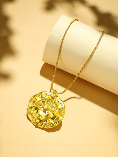 18K Gold-Plated Pearl Pendant with Chain