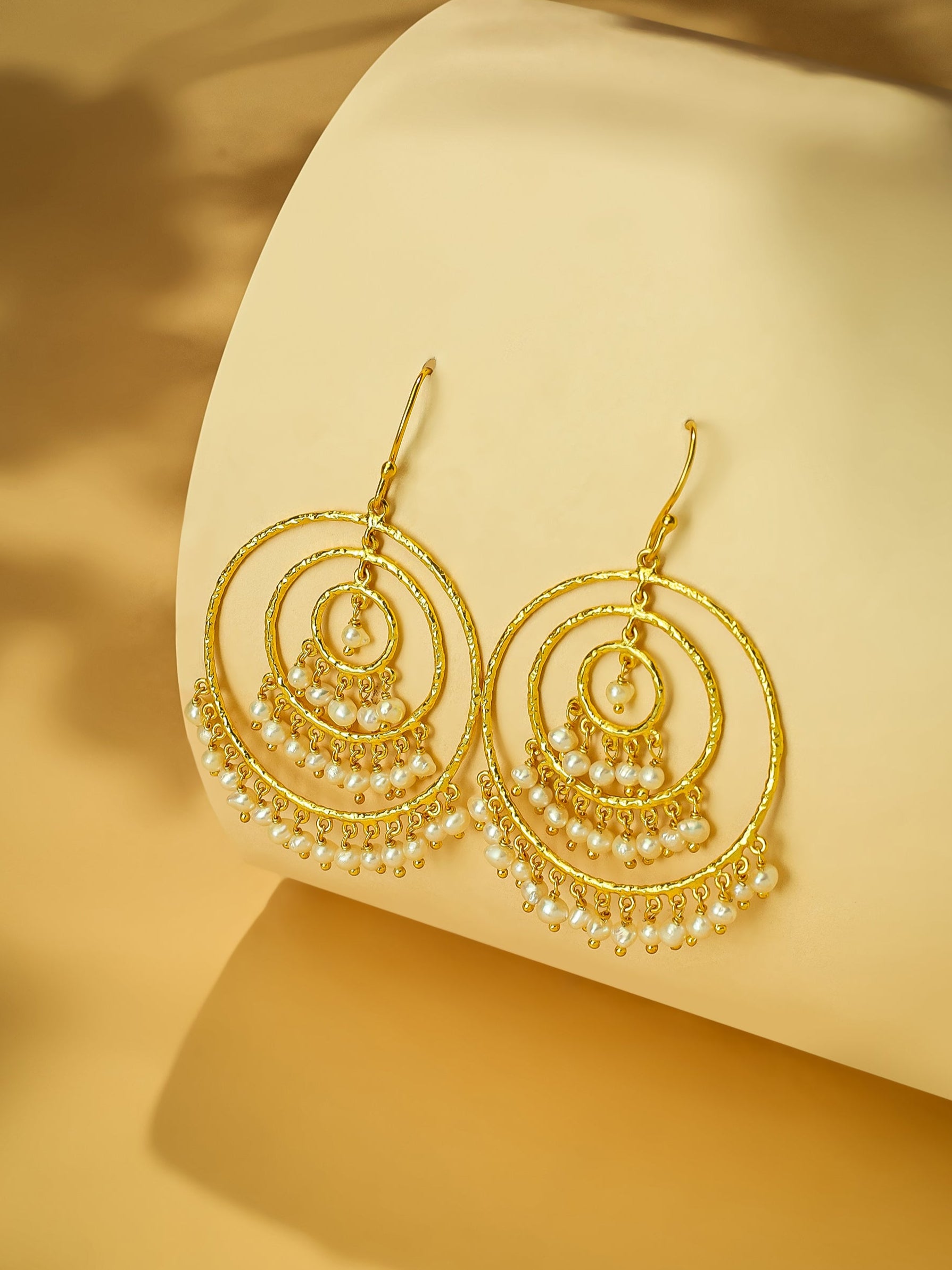 18K Gold-Plated Chandbali Pearl Earrings