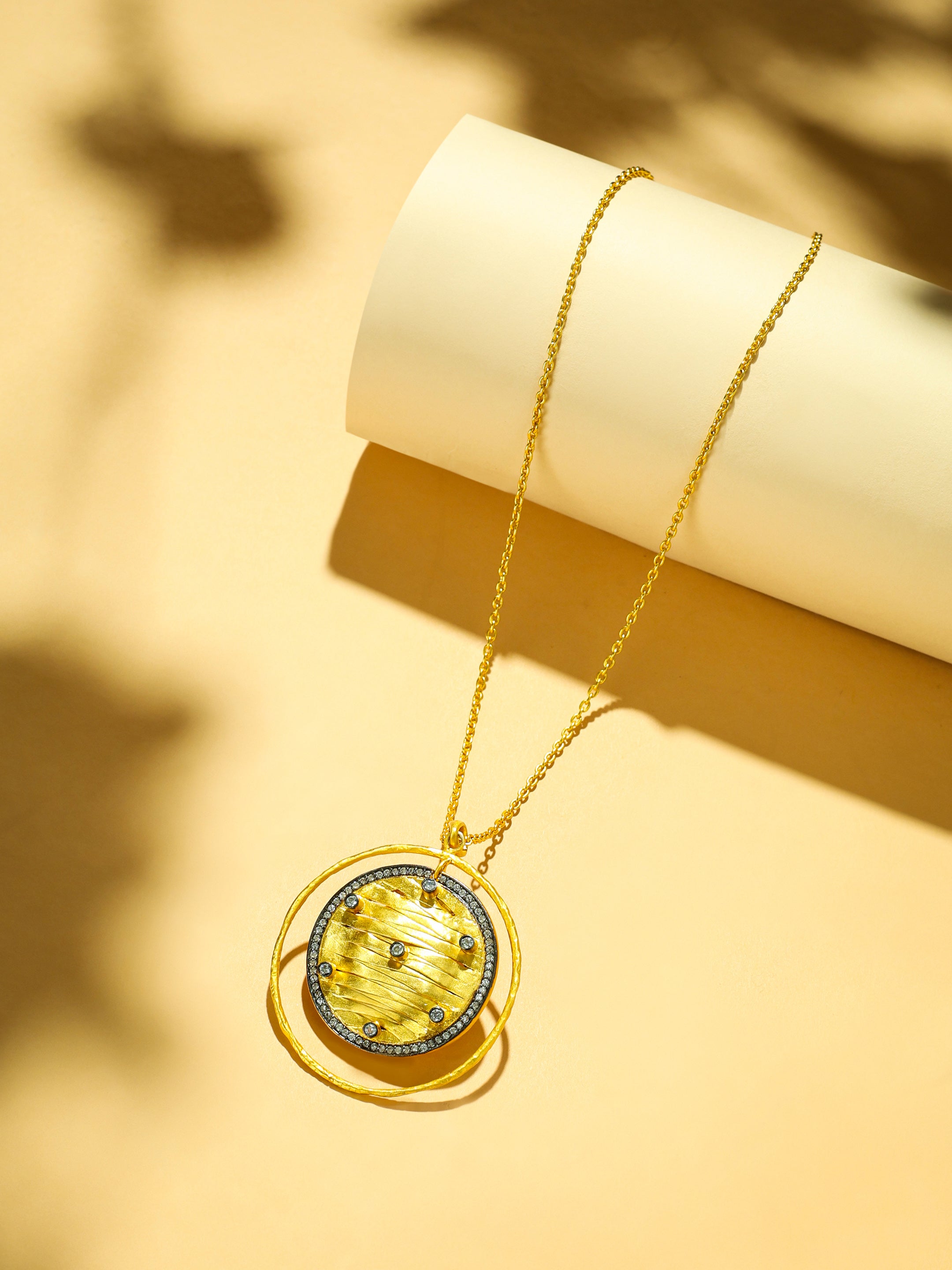 18K Gold-Plated American Diamond Pendant Necklace