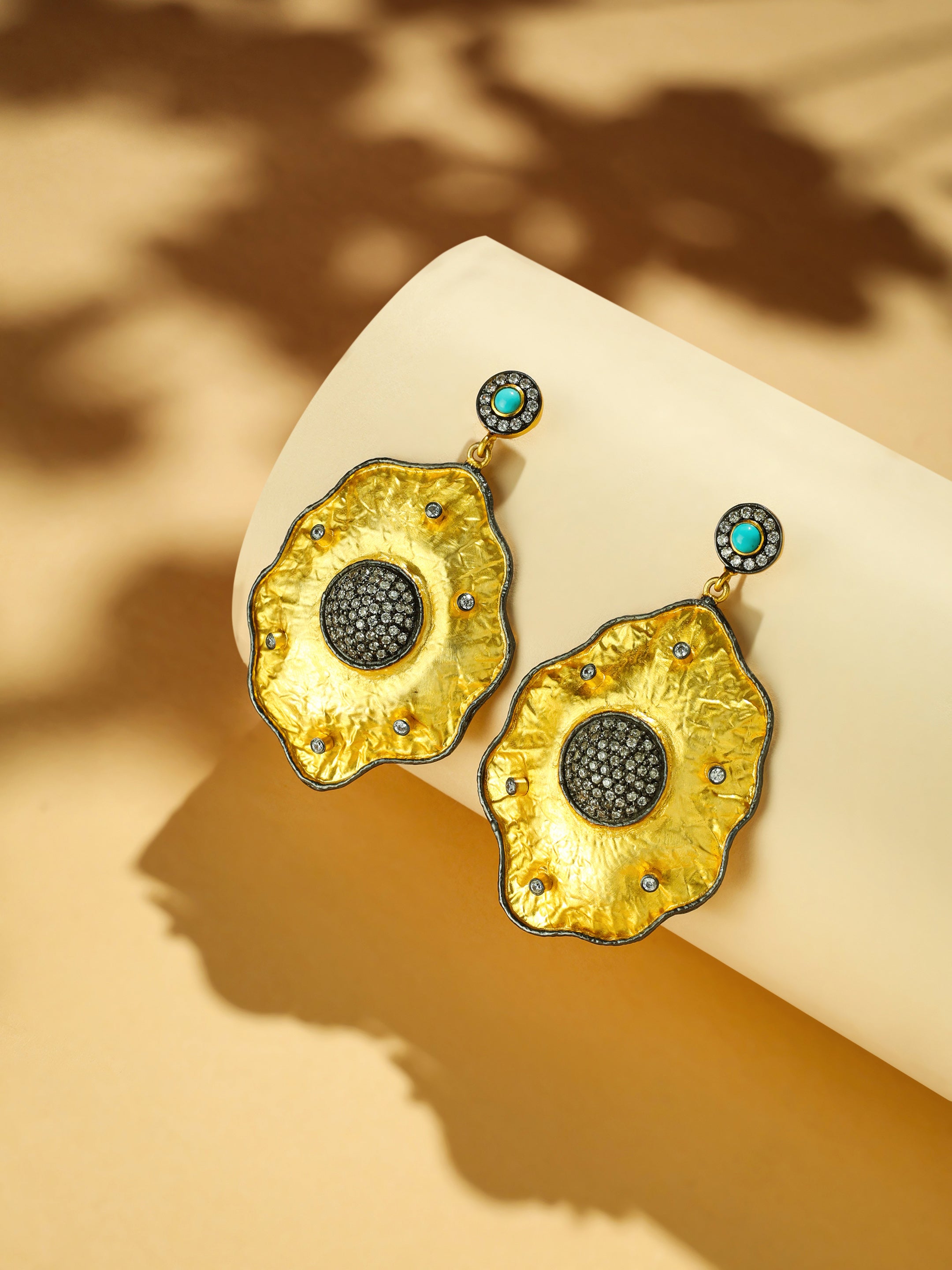 18k Gold-Plated zircon Studded Anti Tarnish Contemporary Dangler Earrings