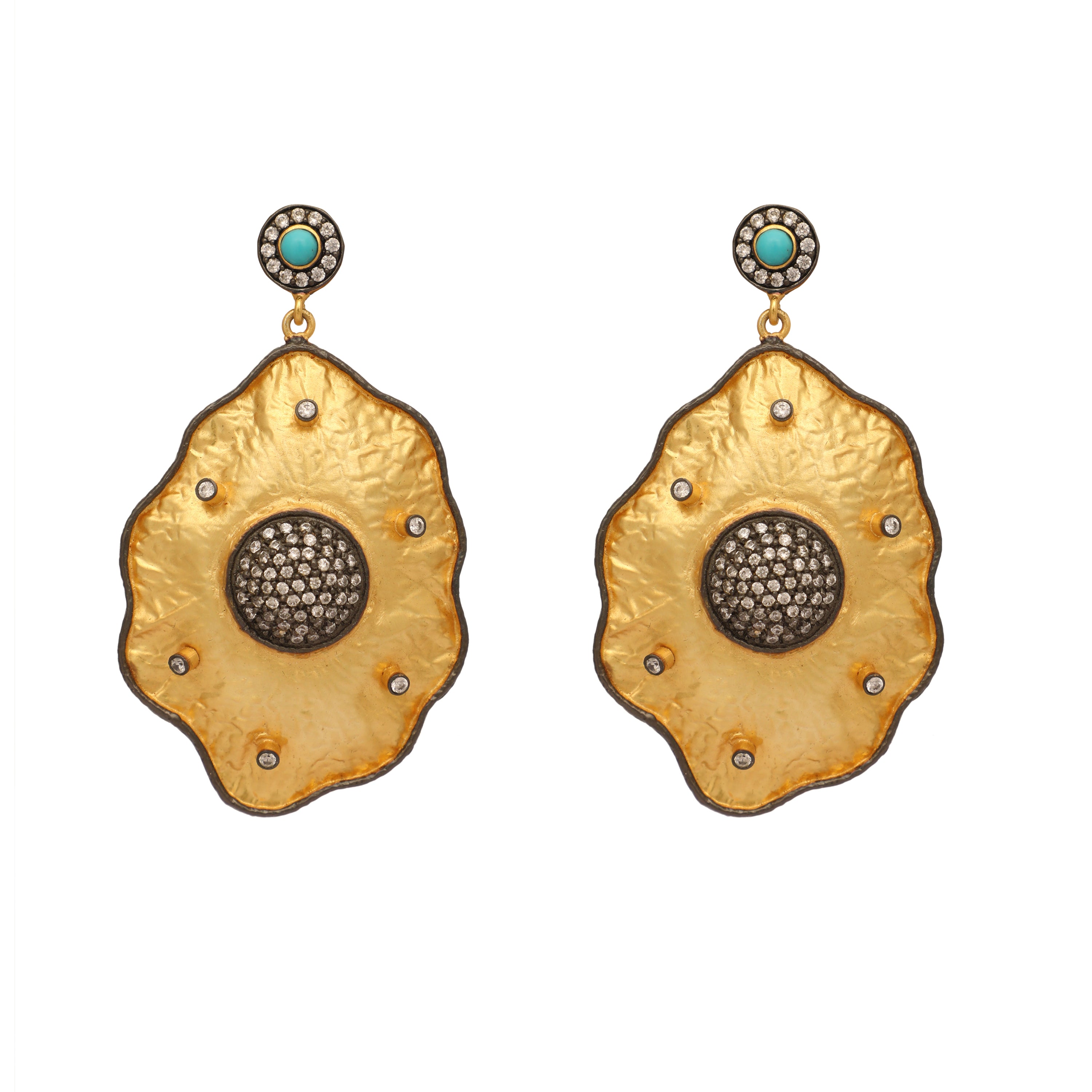 18k Gold-Plated zircon Studded Anti Tarnish Contemporary Dangler Earrings