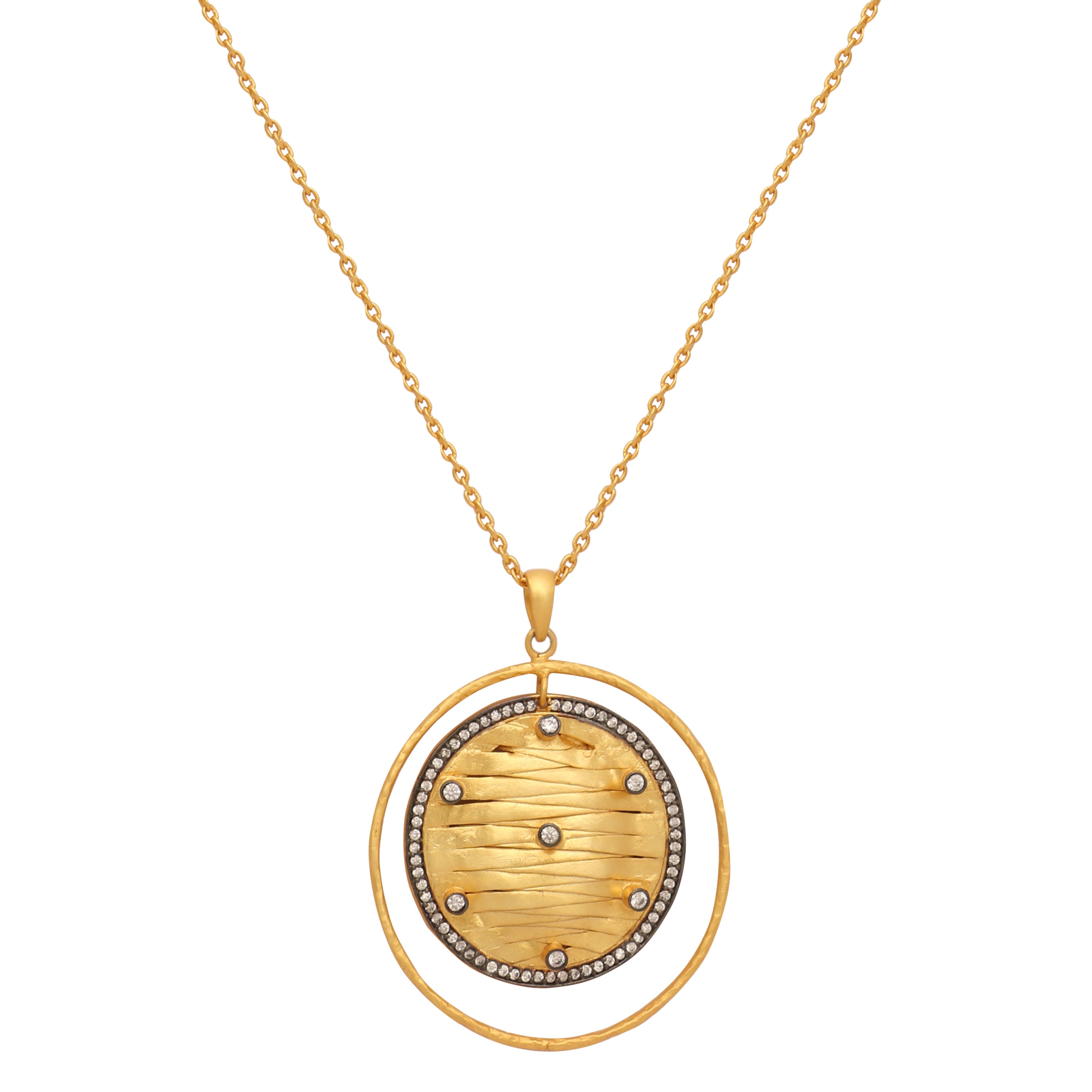 18K Gold-Plated American Diamond Pendant Necklace