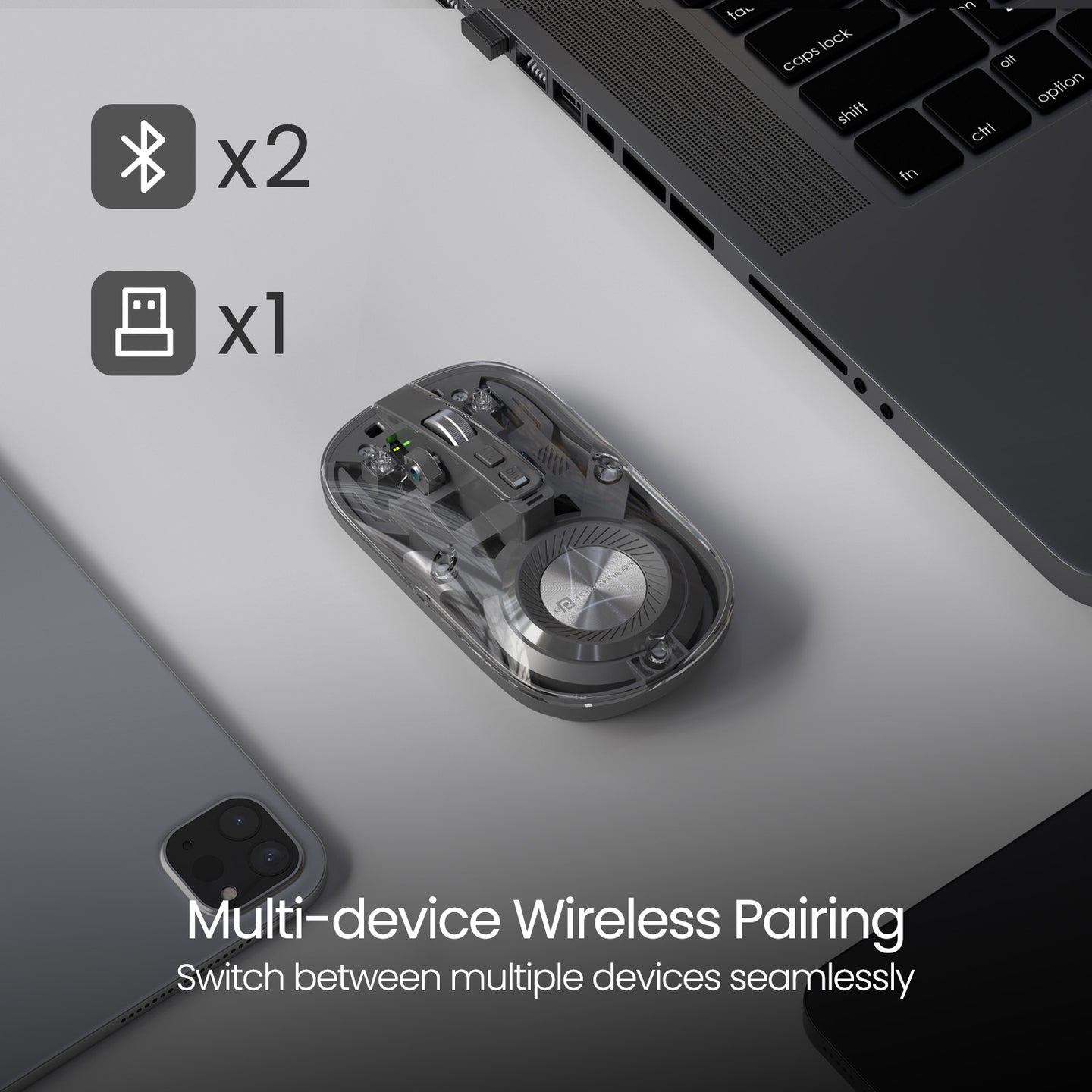 Portronics Toad 8 Dual Wireless Transparent Mouse (GREY)