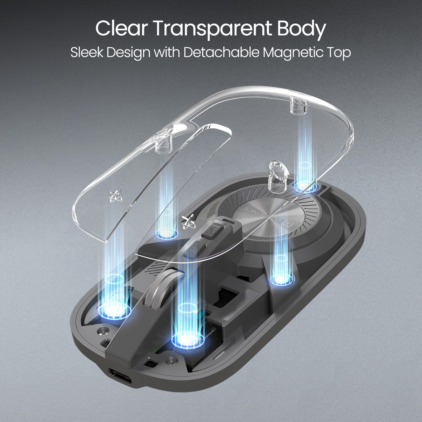 Portronics Toad 8 Dual Wireless Transparent Mouse (GREY)