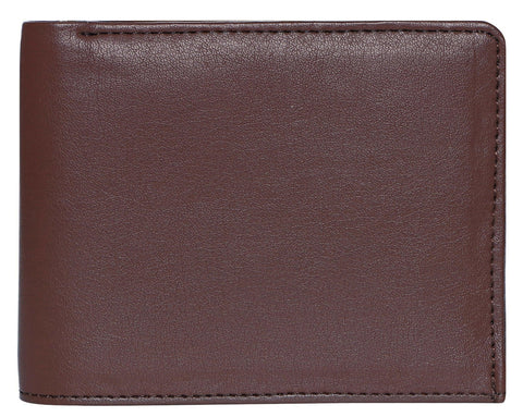 Lorem Brown Movable Card Bi-Fold Faux Leather 2 ATM Card Slots Wallet For Men - HalfPe