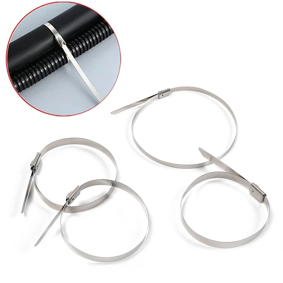 Stainless Steel Zip Ties Set Heavy-Duty Self-Locking Cable Ties (100pcs) HP DD